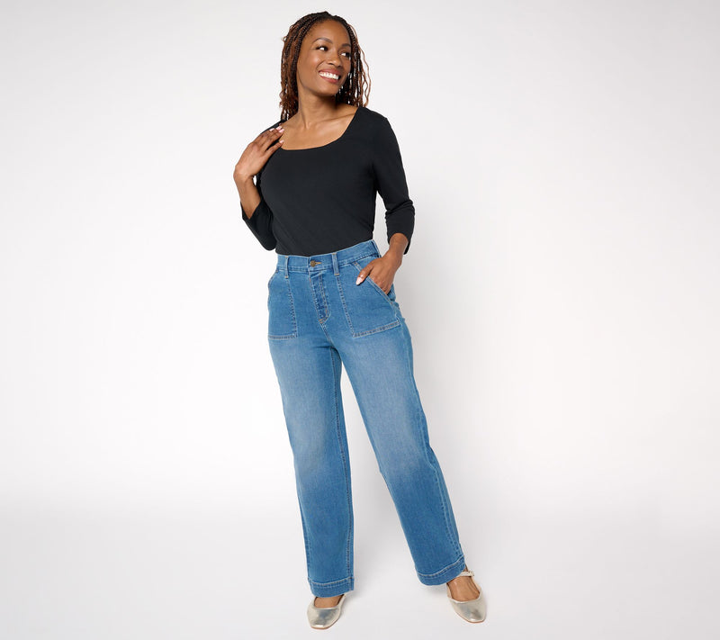 Denim & Co. Regular Indigo Easy Stretch Straight Leg Trouser Jean — View 9