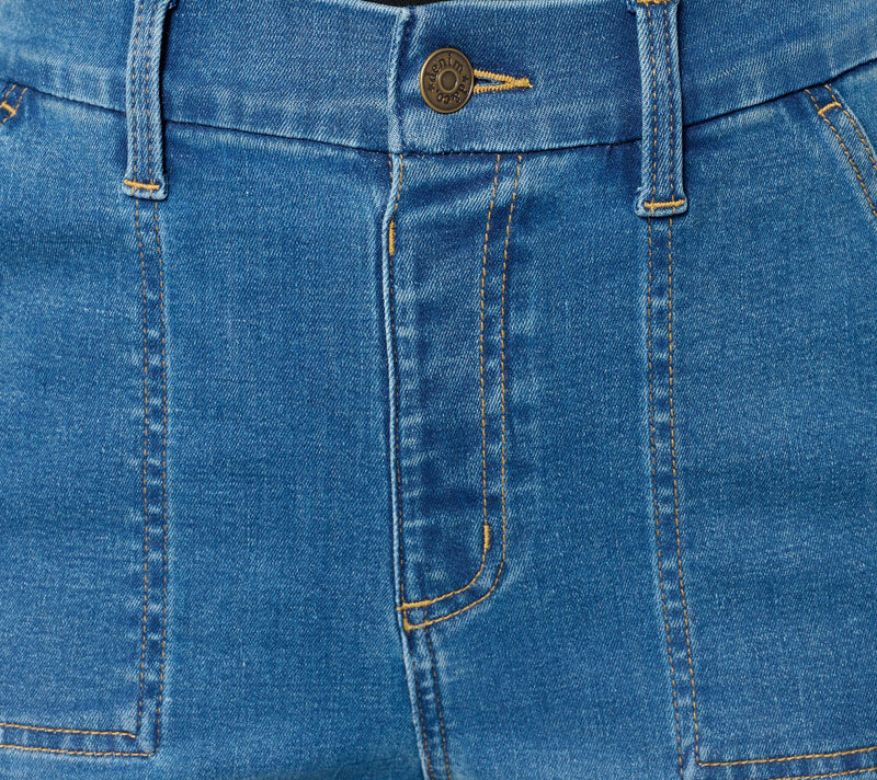 Denim & Co. Petite Indigo Easy Stretch Straight Leg Trouser Jean — View 10