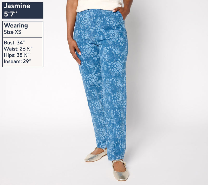 Denim & Co. Regular Original Waist Side Pocket Printed Pant — View 9