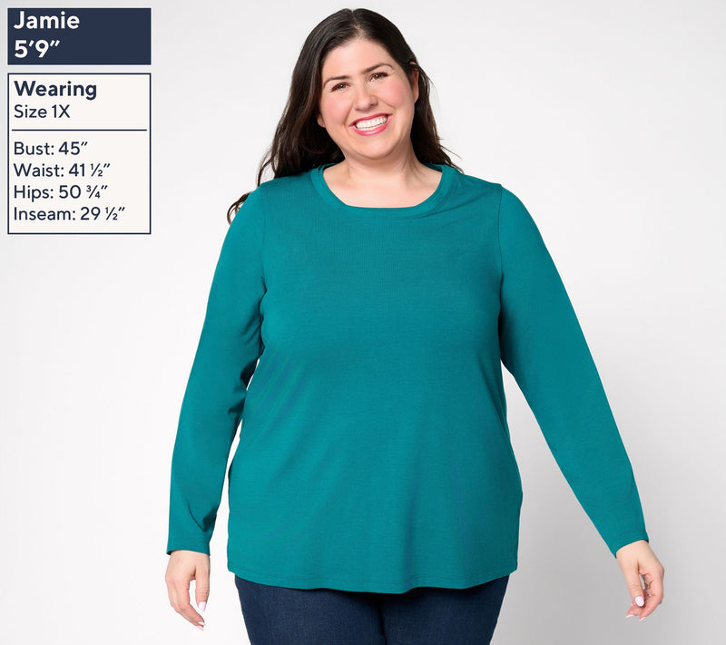 Denim & Co. Essentials So Soft Jersey Round Neck Top — View 6
