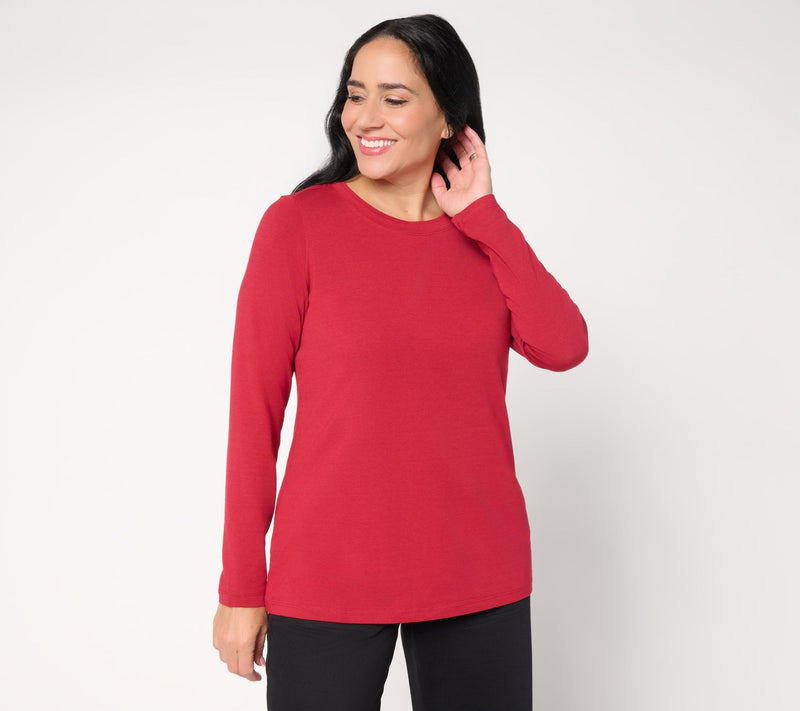Denim & Co. Essentials So Soft Jersey Round Neck Top — View 3