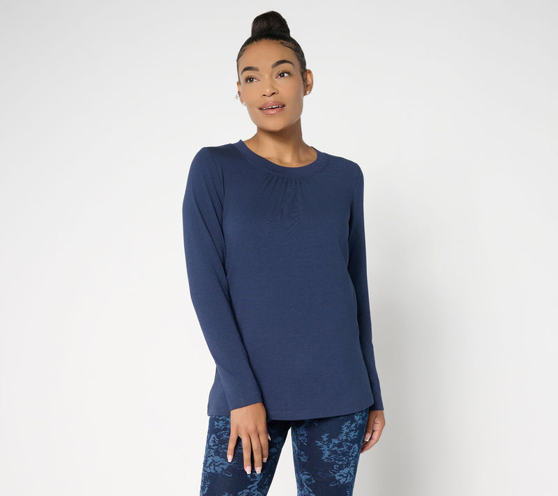 Denim & Co. Essentials So Soft Jersey Ruched Neck Top — View 13