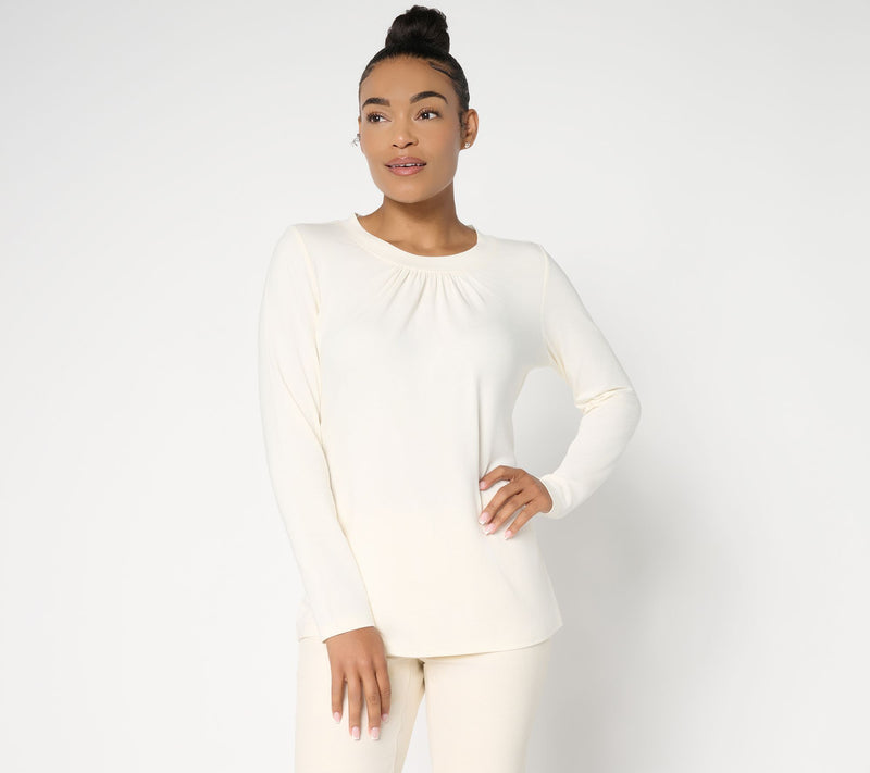 Denim & Co. Essentials So Soft Jersey Ruched Neck Top — View 14