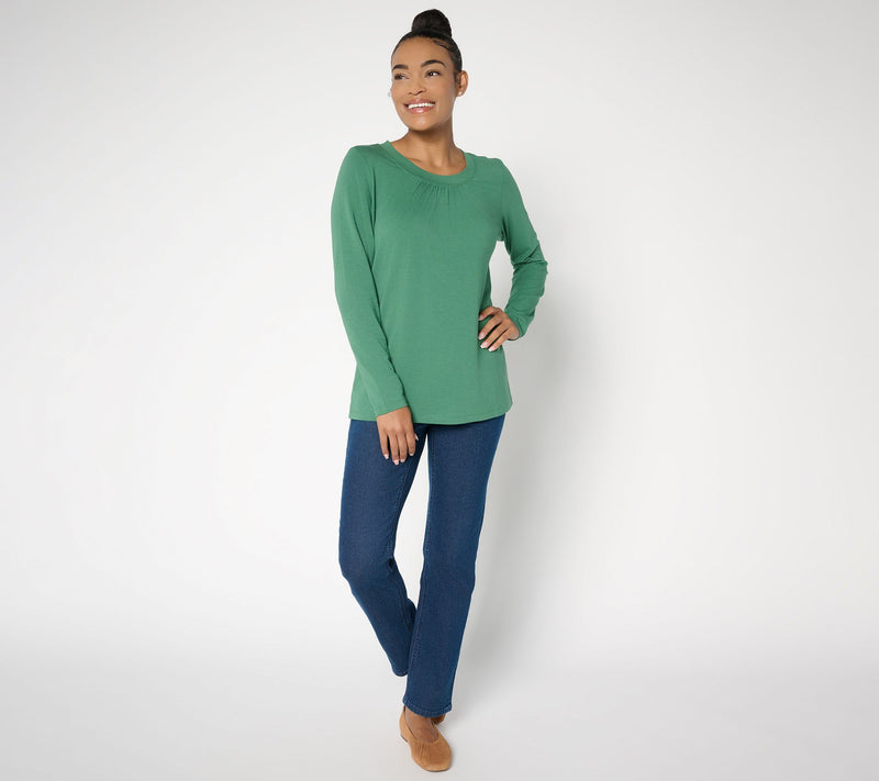 Denim & Co. Essentials So Soft Jersey Ruched Neck Top — View 5