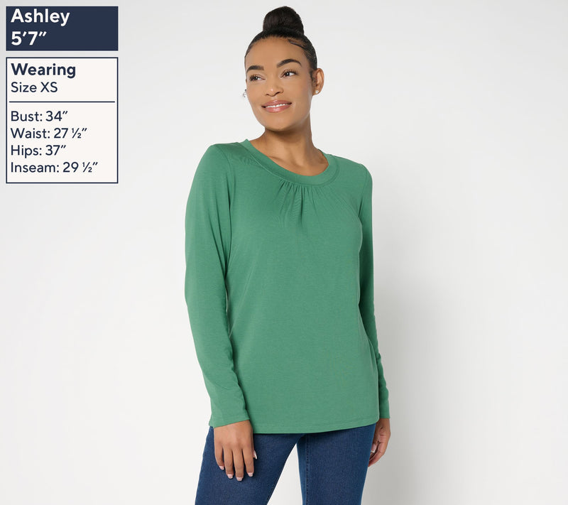 Denim & Co. Essentials So Soft Jersey Ruched Neck Top — View 3