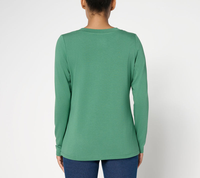 Denim & Co. Essentials So Soft Jersey Ruched Neck Top — View 4