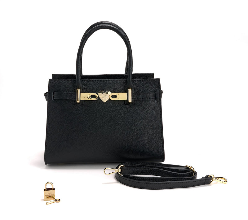 Filomena Amore Lady Manhattan Leather Satchel with Crossbody Strap — View 9