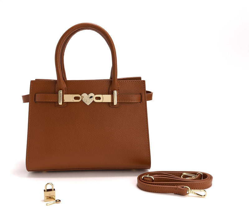 Filomena Amore Lady Manhattan Leather Satchel with Crossbody Strap — View 10