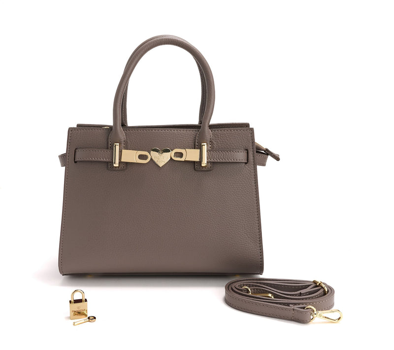 Filomena Amore Lady Manhattan Leather Satchel with Crossbody Strap — View 12