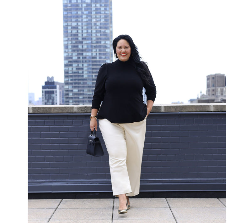 Dennis Basso Regular Italia Knit Mock Neck Soft Peplum Top — View 15