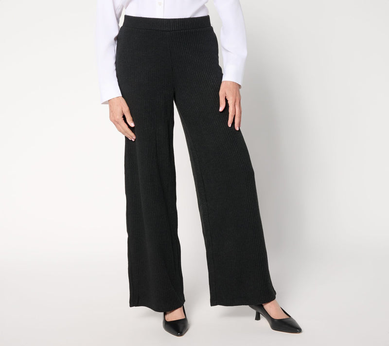 Dennis Basso Regular Easy Rib Wide Leg Pull On Pant — View 3