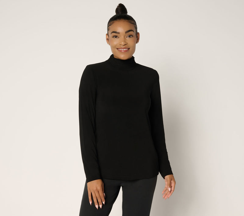 Dennis Basso Italia Knit Mock Neck Top in Prints & Solids — View 15