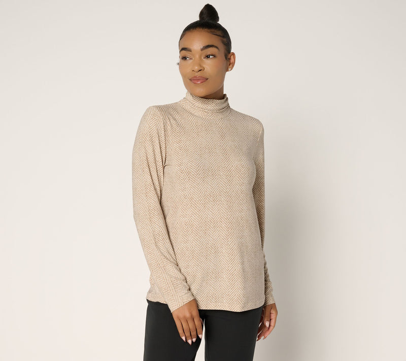 Dennis Basso Italia Knit Mock Neck Top in Prints & Solids — View 16