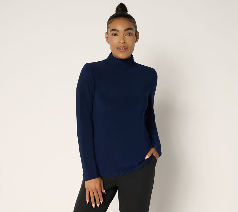 Dennis Basso Italia Knit Mock Neck Top in Prints & Solids — View 17