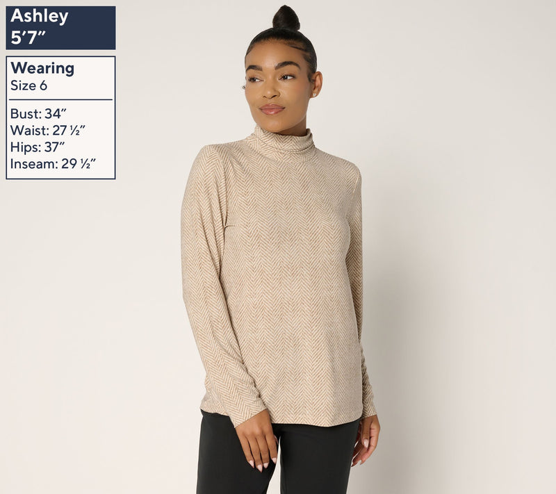 Dennis Basso Italia Knit Mock Neck Top in Prints & Solids — View 3