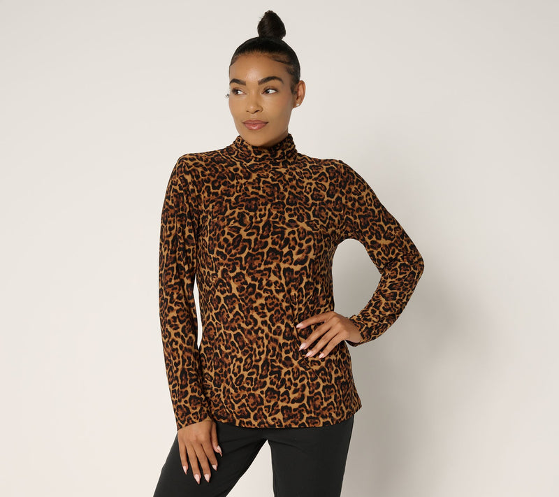 Dennis Basso Italia Knit Mock Neck Top in Prints & Solids — View 19