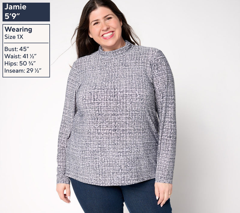 Dennis Basso Italia Knit Mock Neck Top in Prints & Solids — View 2