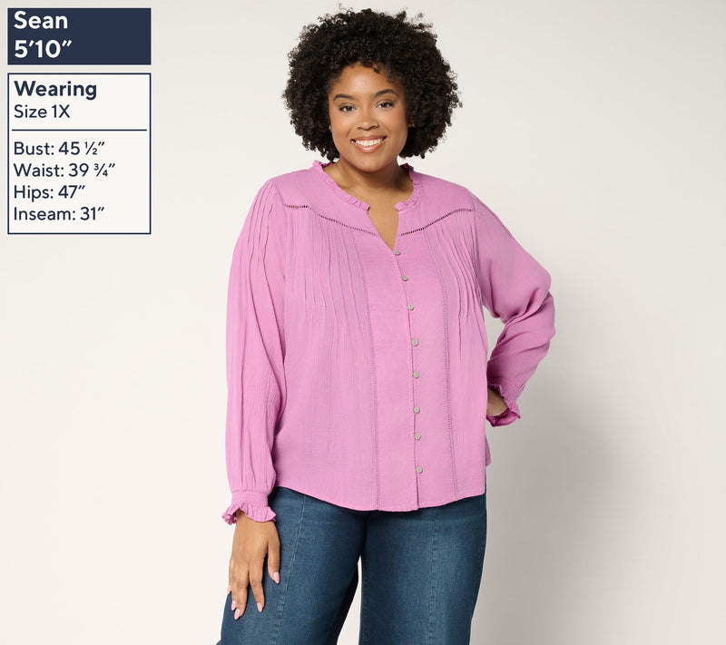 Ree by the Pioneer Woman 100% Cotton Clip Dot Blouse — View 2