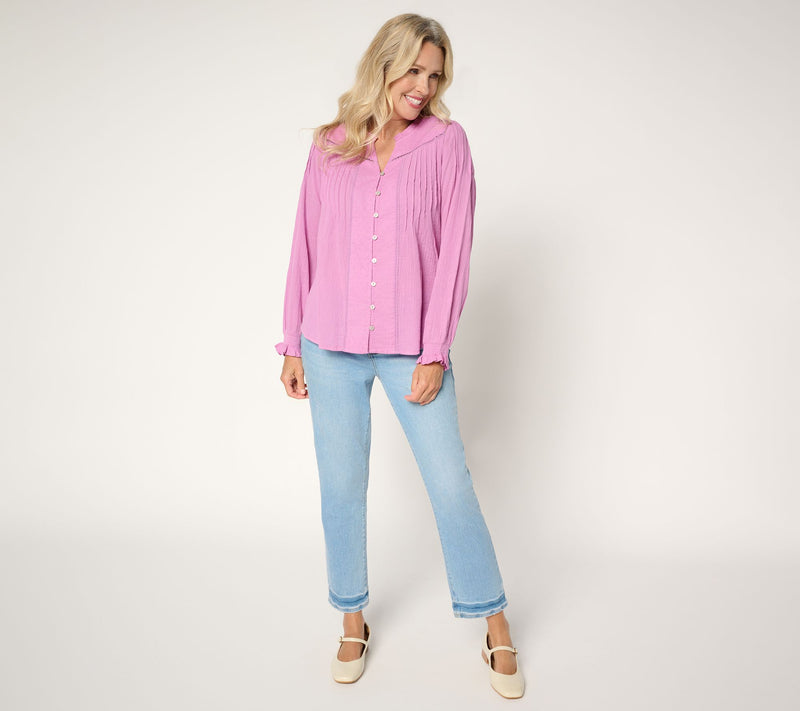 Ree by the Pioneer Woman 100% Cotton Clip Dot Blouse — View 5