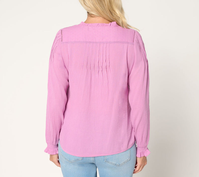 Ree by the Pioneer Woman 100% Cotton Clip Dot Blouse — View 4