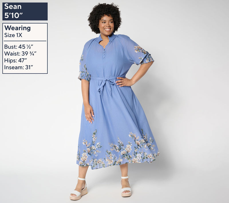 Ree by The Pioneer Woman Petite Printed Cotton Midi Dress — View 8
