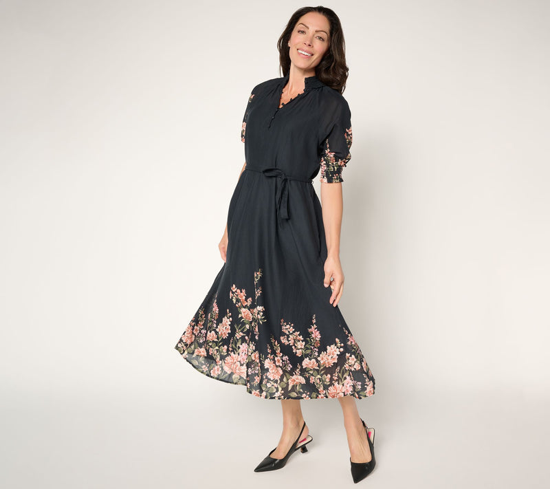 Ree by The Pioneer Woman Petite Printed Cotton Midi Dress — View 3