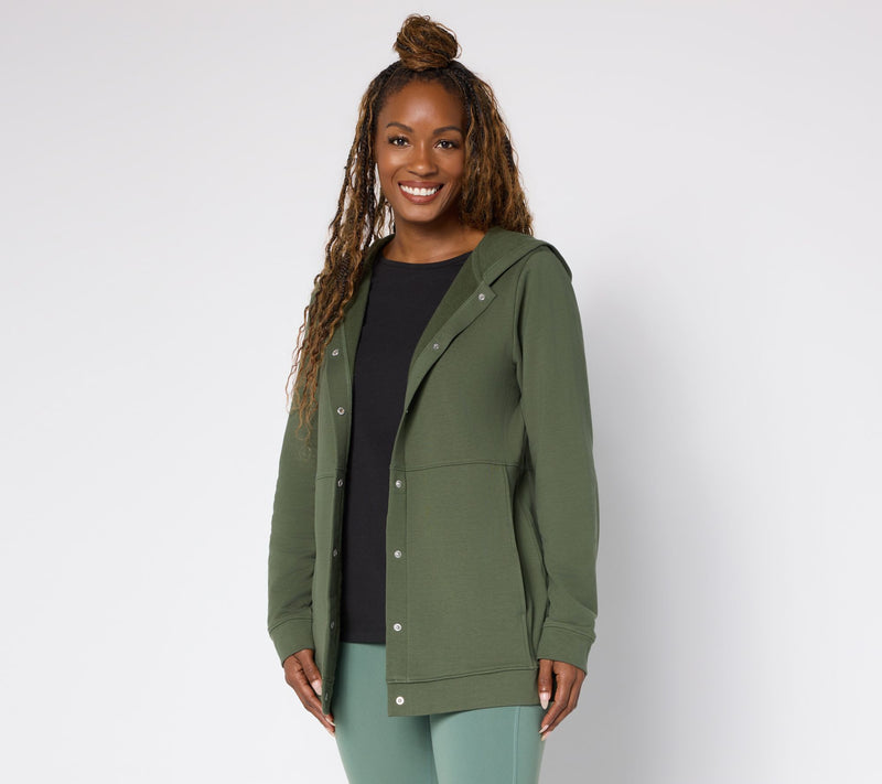 Denim & Co. Active Regular Brushed Back French Terry Tunic Jacket — Main view