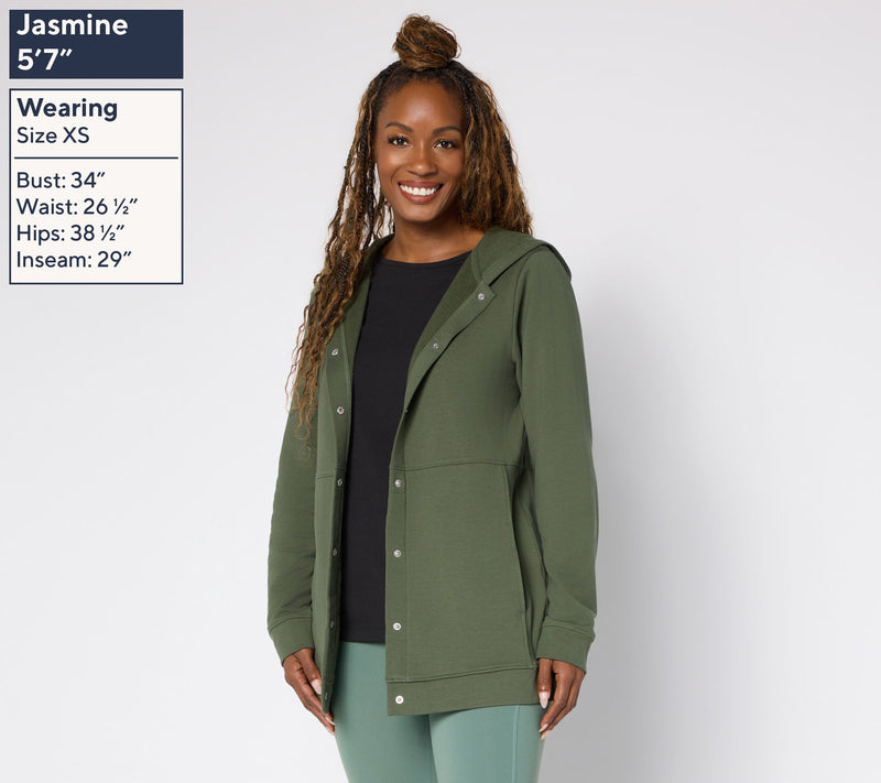 Denim & Co. Active Petite Brushed Back French Terry Tunic Jacket — View 8