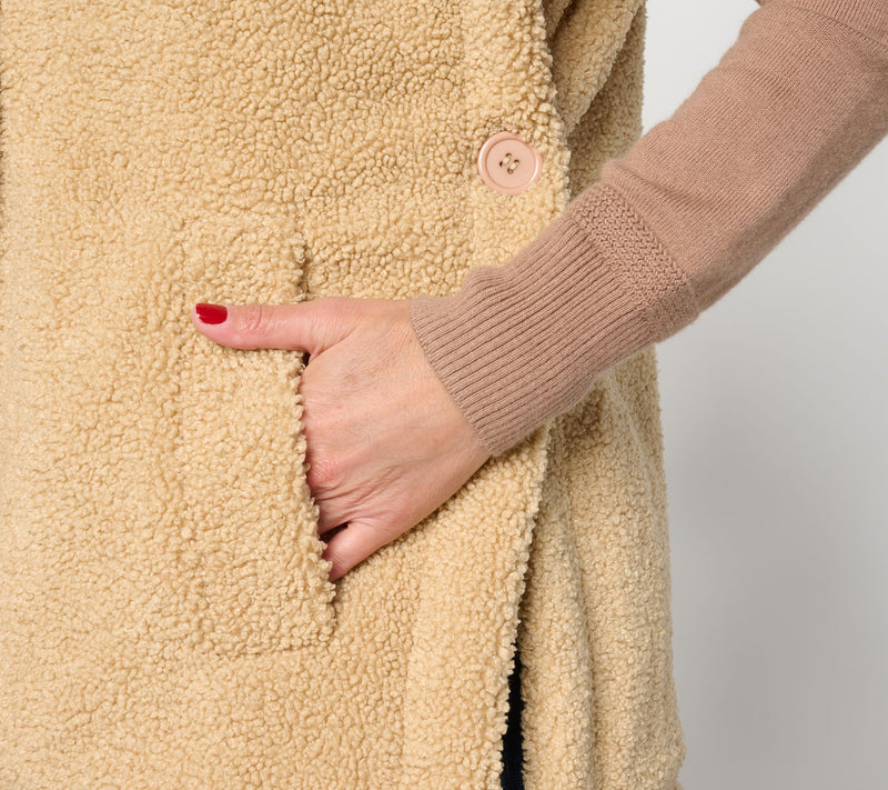 Sprigs Boucle Teddy Vest with Button — View 14