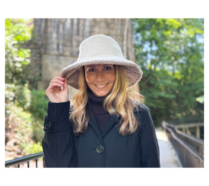 Sprigs Reversible Faux Fur & Boucle Wide Brim Hat — View 13