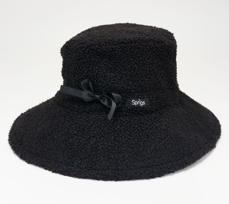 Sprigs Reversible Faux Fur & Boucle Wide Brim Hat — View 10