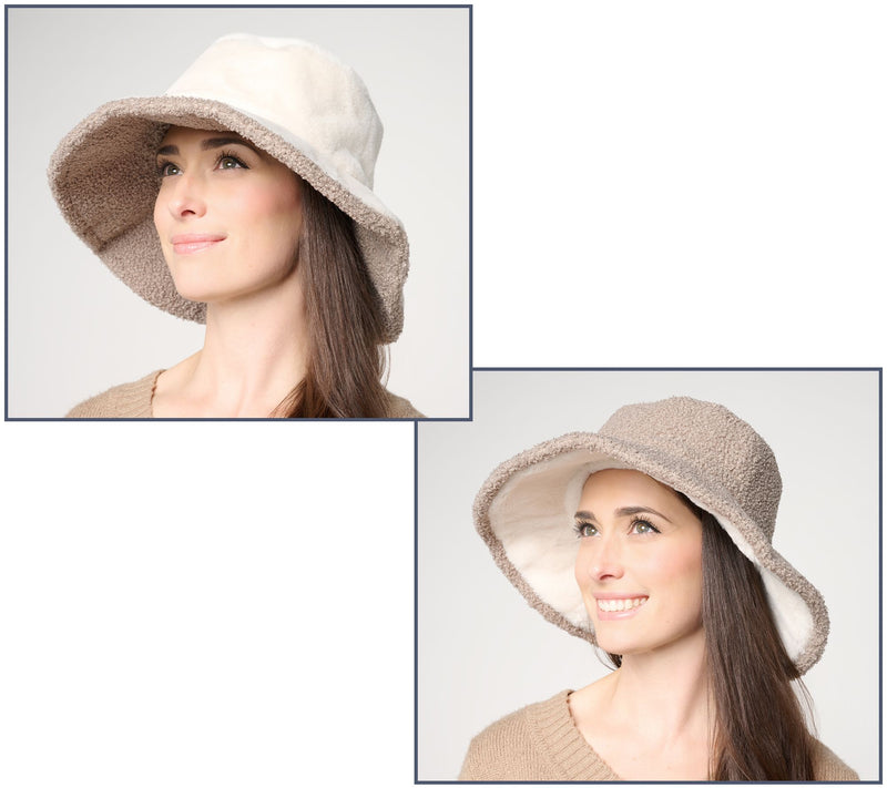 Sprigs Reversible Faux Fur & Boucle Wide Brim Hat — View 5