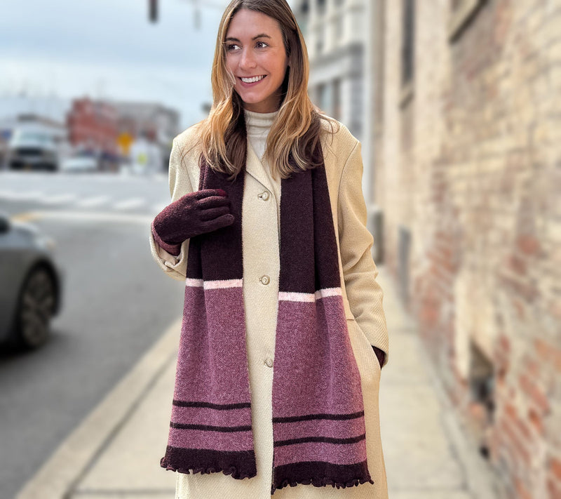 Sprigs Ruffle Edge Knit Scarf & Touchscreen Gloves Set — View 13