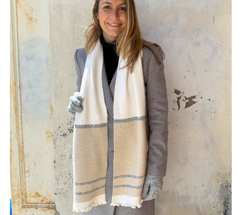 Sprigs Ruffle Edge Knit Scarf & Touchscreen Gloves Set — View 14