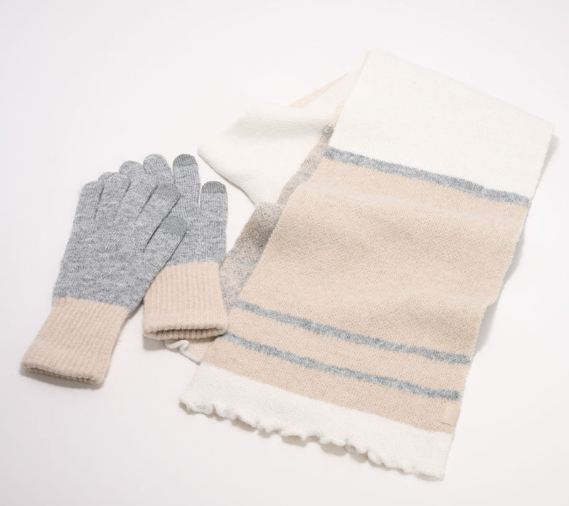 Sprigs Ruffle Edge Knit Scarf & Touchscreen Gloves Set — View 7