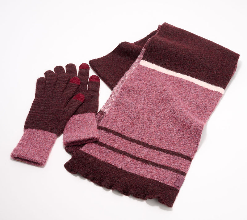 Sprigs Ruffle Edge Knit Scarf & Touchscreen Gloves Set — View 5