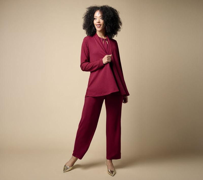 Susan Graver Petite Ribbed Liquid Knit Cardigan with Pockets — View 19