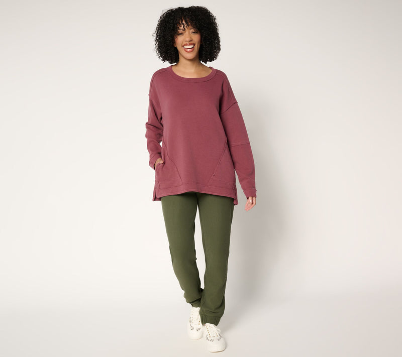 LOGO by Lori Goldstein Crew Neck Ottoman Rib Long Sleeve Top — View 13