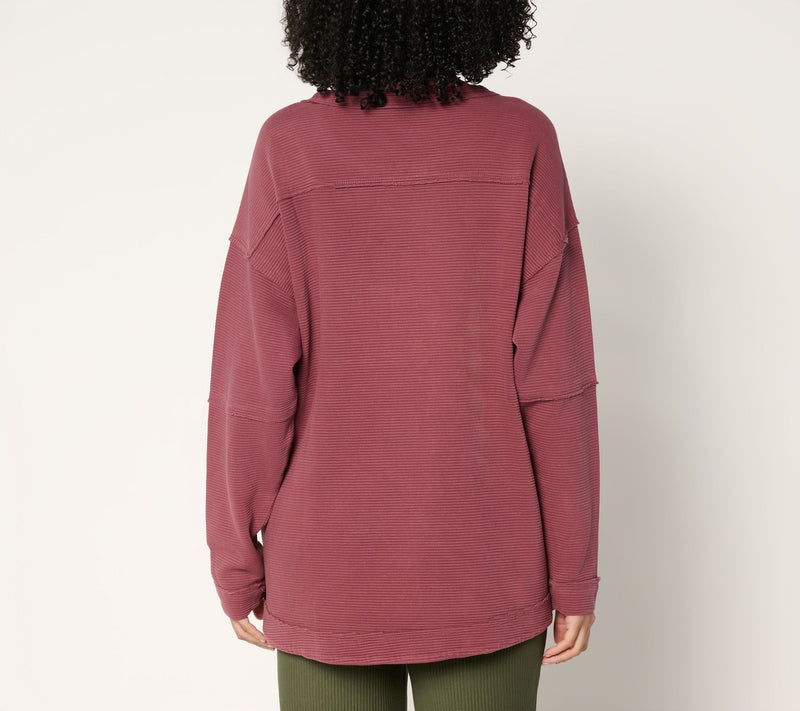 LOGO by Lori Goldstein Crew Neck Ottoman Rib Long Sleeve Top — View 12