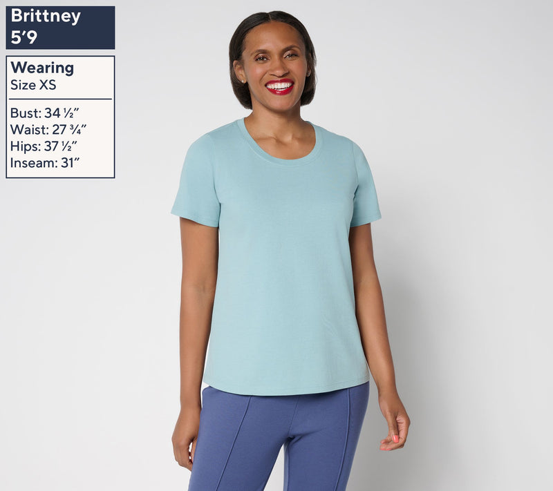 LOGO by Lori Goldstein Short Sleeve 100% Cotton Everyday Tee — View 3