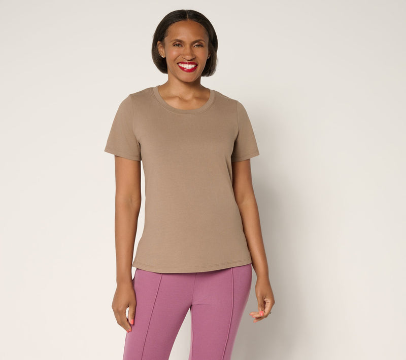 LOGO by Lori Goldstein Short Sleeve 100% Cotton Everyday Tee — View 15