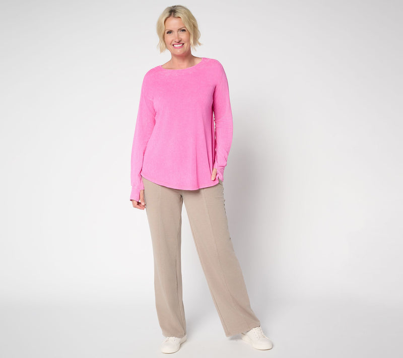 LOGO by Lori Goldstein Long Sleeve Overwashed Knit Top — View 5