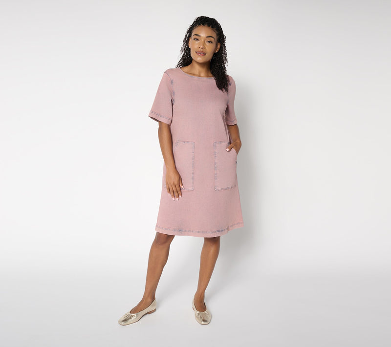 LOGO by Lori Goldstein Regular Elbow Sleeve Denim Swing Dress — View 3