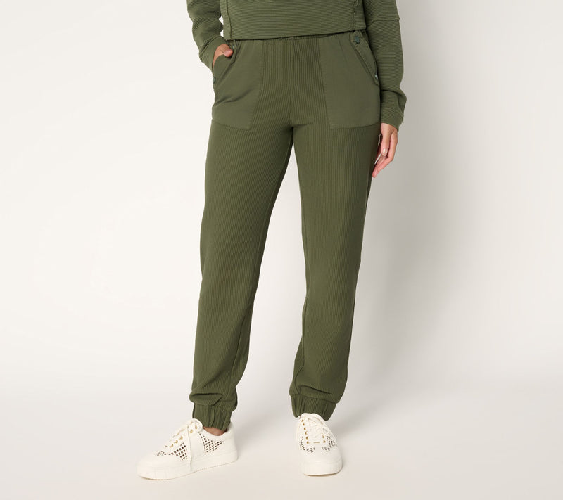 LOGO by Lori Goldstein Regular Full Length Ottoman Rib Joggers — View 11