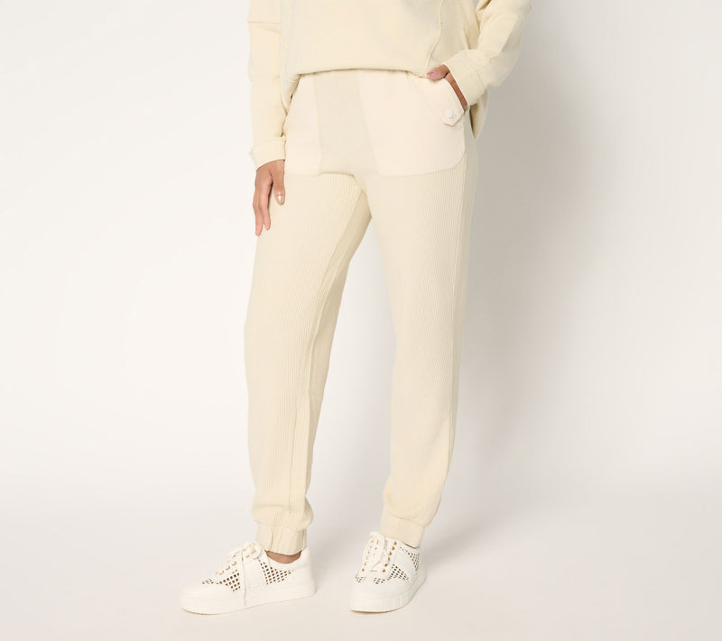 LOGO by Lori Goldstein Petite Full Length Ottoman Rib Joggers — View 10