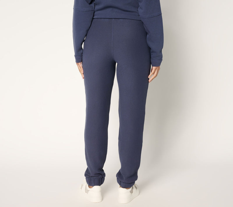 LOGO by Lori Goldstein Petite Full Length Ottoman Rib Joggers — View 4