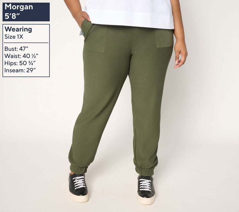 LOGO by Lori Goldstein Petite Full Length Ottoman Rib Joggers — View 2