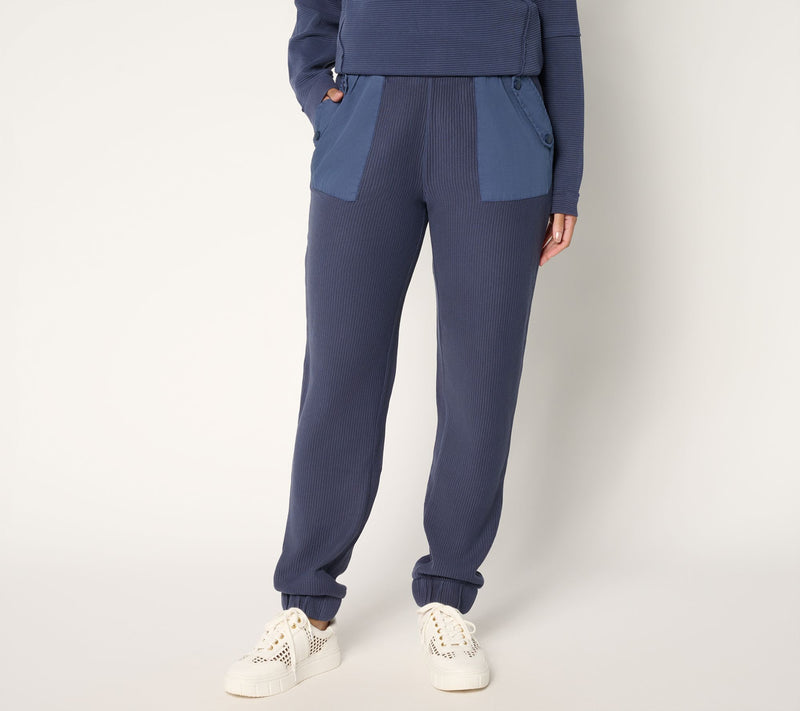 LOGO by Lori Goldstein Petite Full Length Ottoman Rib Joggers — Main view