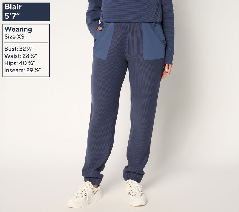 LOGO by Lori Goldstein Petite Full Length Ottoman Rib Joggers — View 3