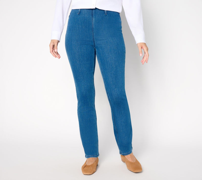 Denim & Co. Regular Indigo Perfect Flex Straight Leg Jean — View 5